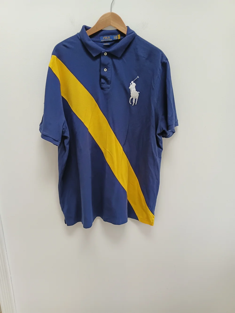Polo Ralph Lauren Men's Navy / Yellow Rugby Polo Shirt Size XXL